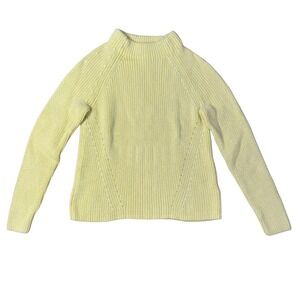 Lands End Womens Yellow Marled 100%Cotton‎ Mock Neck Sweater M/P 10-12